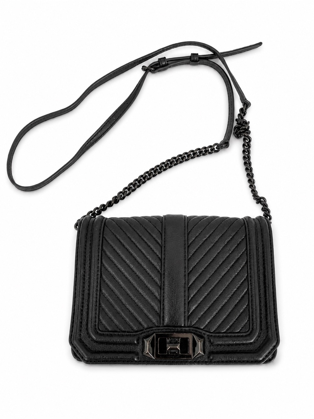 Rebecca Minkoff Black Quilted Chevron Leather Crossbody